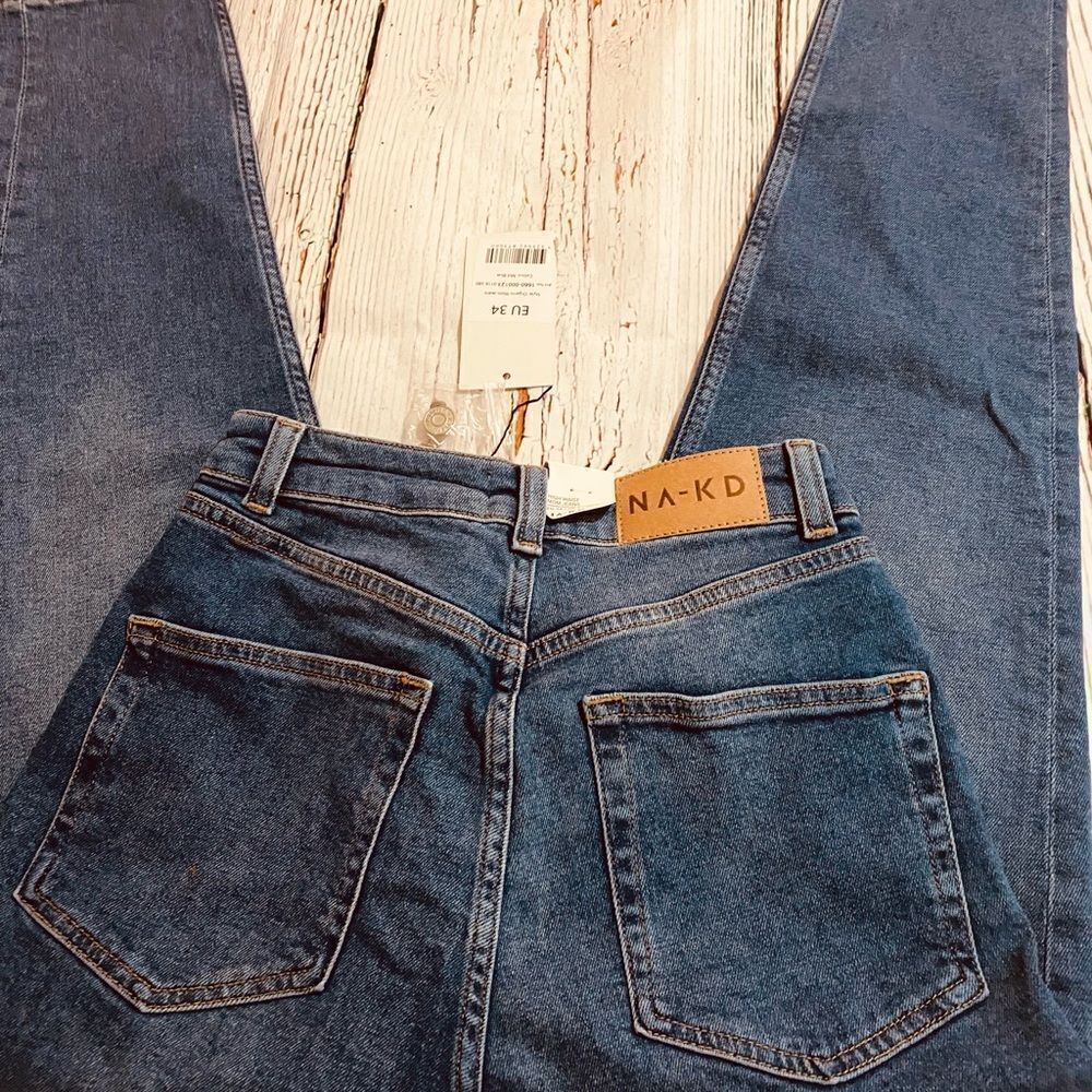 NA-KD Organic Cotton High Waist Straight Leg Five Pocket Mom Jeans size 4 - Picture 9 of 10